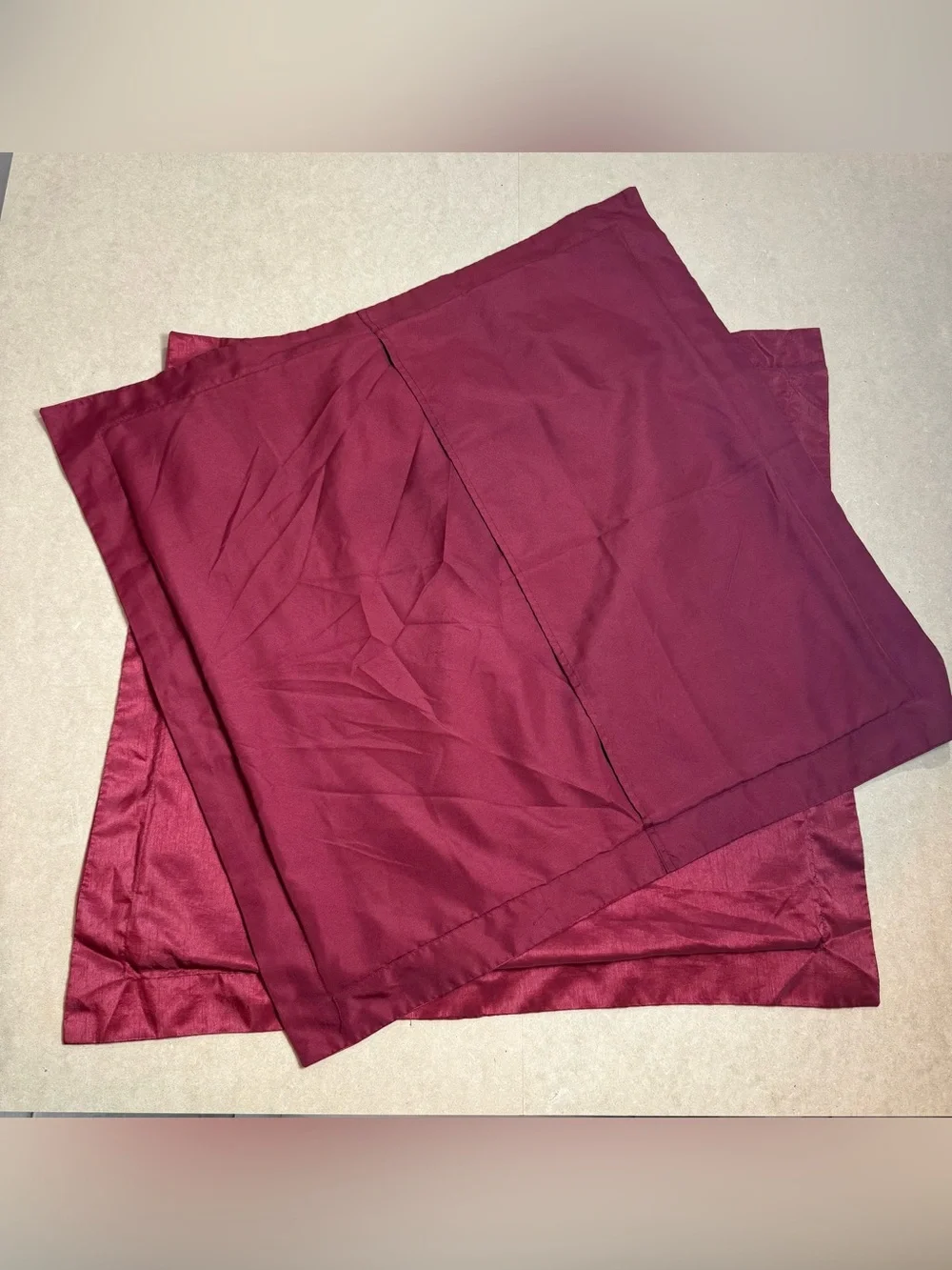 Set of 2 Burgundy Faux Silk Euro Pillow Shams 29.5” x 30.5” Square